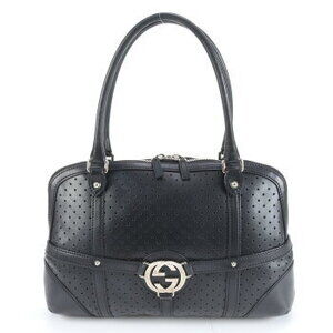 Gucci Interlocking GG punched leather tote bag black
